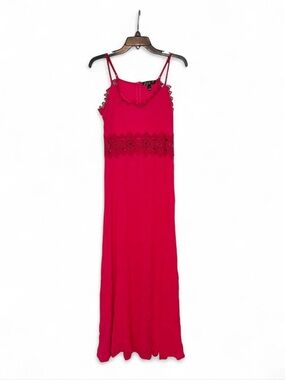 Fuchsia Maxi Dress with Lace Eyelet Detail